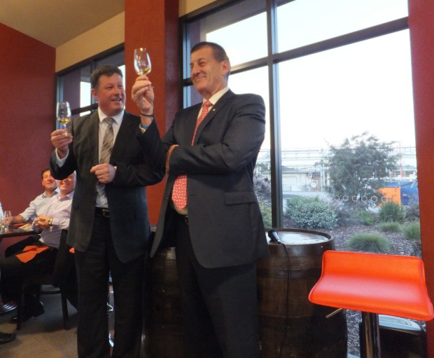 Mark Littler and Jeff Kennett investigating the "excellent leggings" in the glass